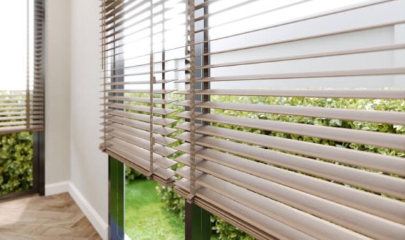 Fitted Venetian blinds on a window